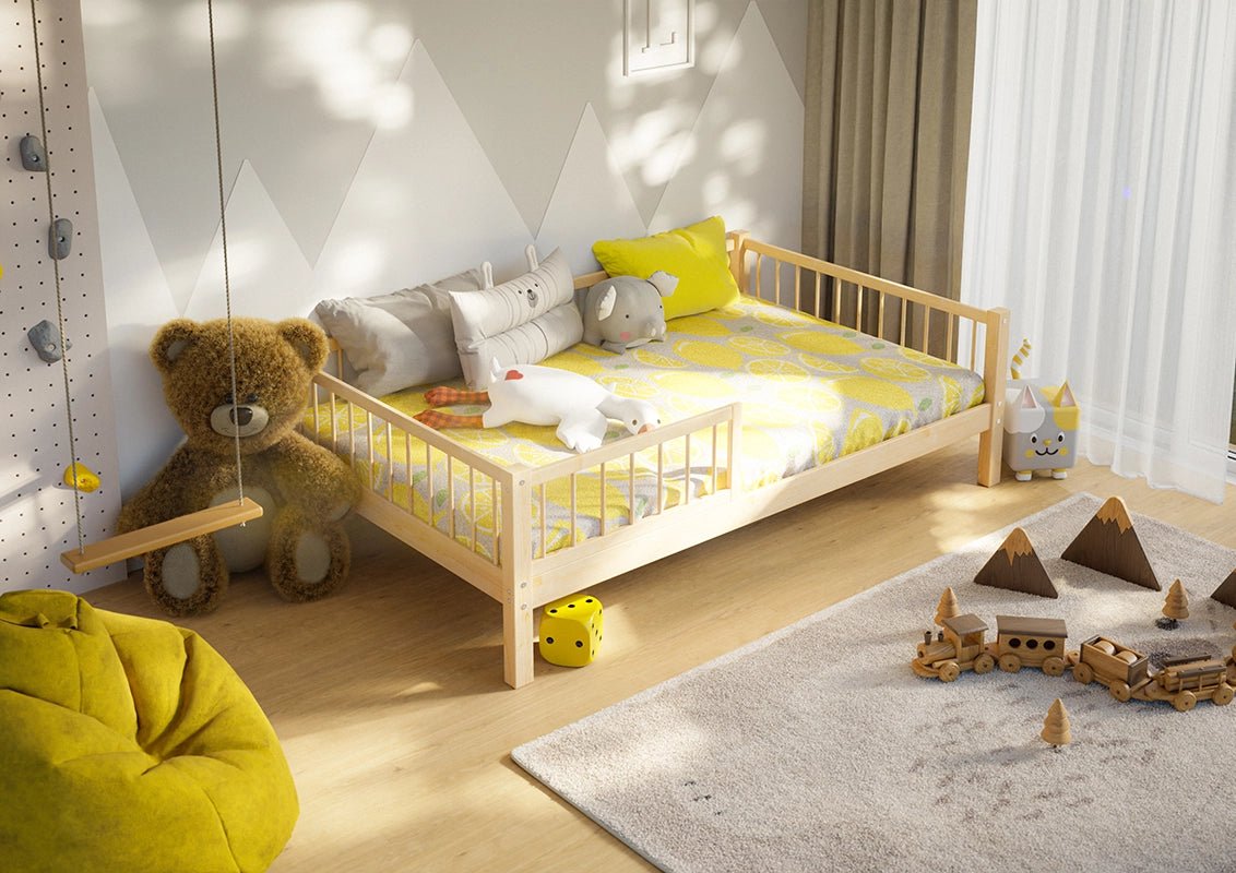 Montessori Wooden Kids Bed with 20cm Legs – Double - Snuglee