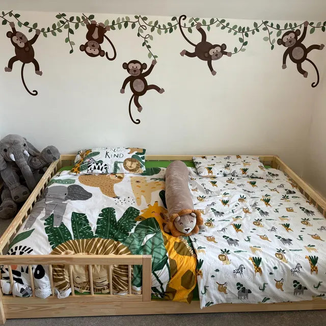 Customer bedroom setup featuring Snuglee small double bed in natural premium pine wood