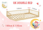 Double bed frame in premium pine wood with durable dimensions for teens