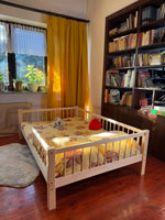 Durable double size bed in premium pine wood with 20cm les