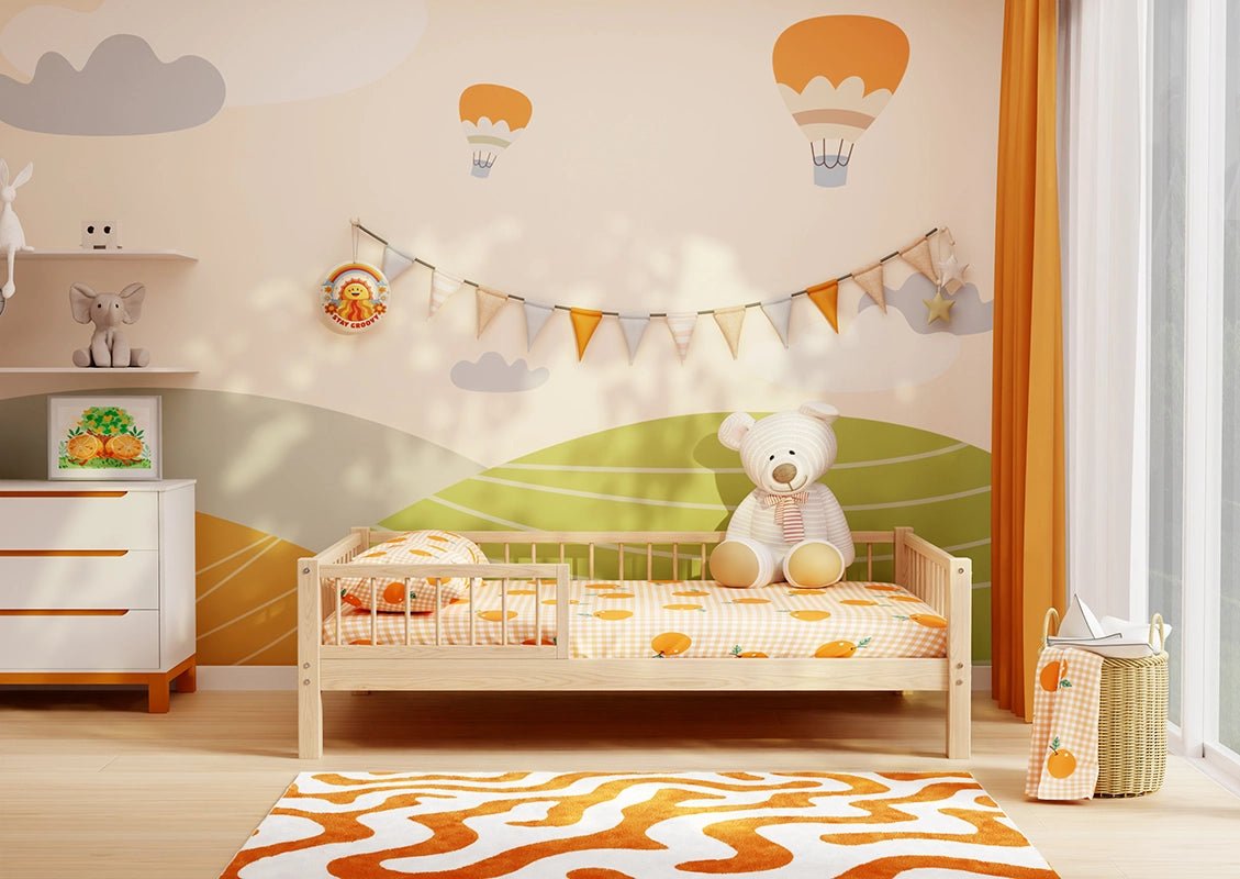 Eco-friendly low-rise bed frame for children made from solid pine wood - Montessori Wooden Bed with 20cm Legs – Small Double Bed