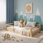 Modern wooden kids bed frame made from eco-friendly pine wood