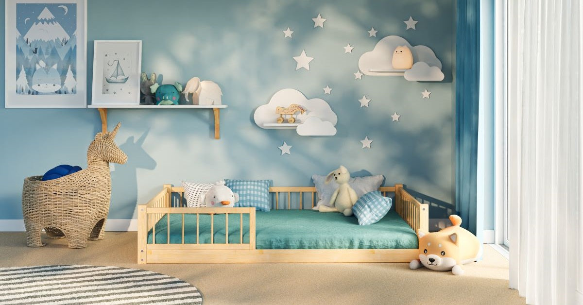 Montessori-inspired kids bed supporting freedom of movement and safety - single floor bed