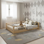 Montessori floor toddler bed frame made from solid pine wood for kids