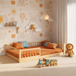 Natural solid wood bed for toddlers in calm nursery bedroom setup