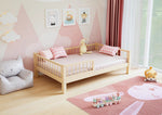 Scandinavian-style single bed in premium pine wood with legs