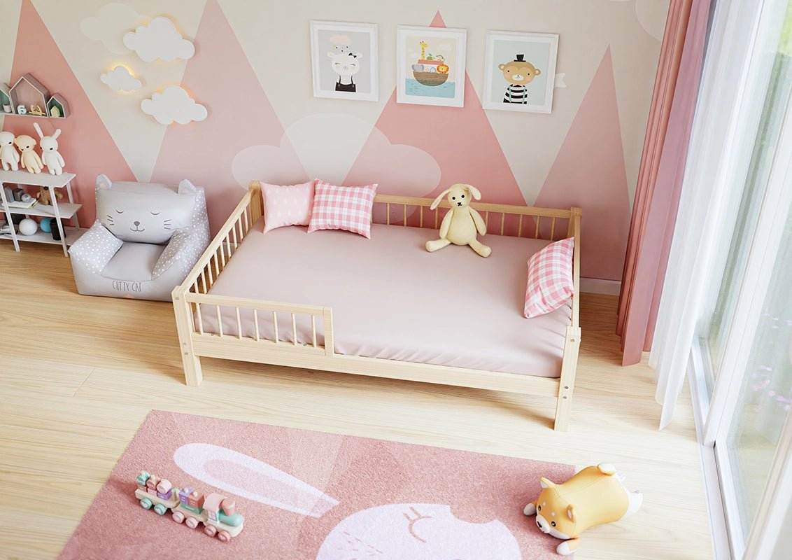 Single bed for small rooms in premium pine wood with legs