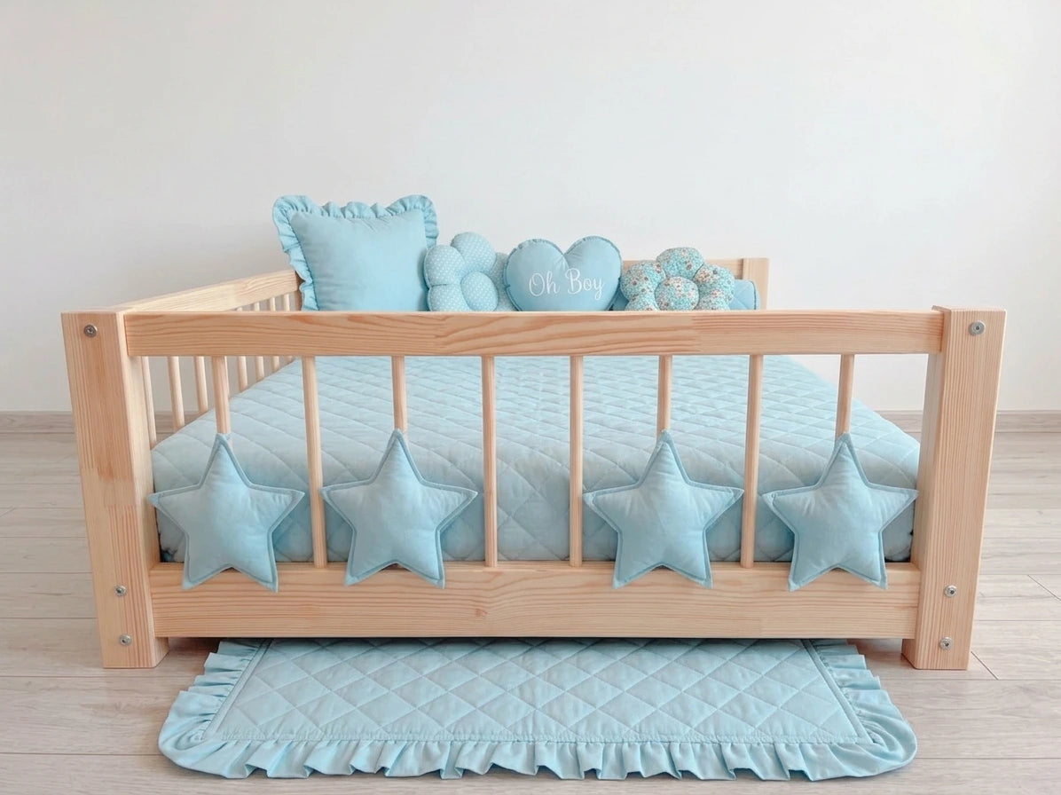 Snuglee boys bed frame - Child-friendly toddler bed frame in solid pine wood with safe low height design