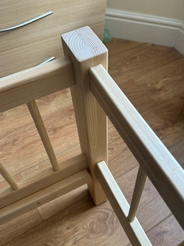 Solid pine Montessori bed frame for toddlers in UK family home