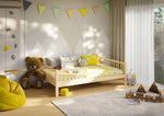 Solid pine low bed frame for kids encouraging independent sleep transition - Double low rise bed