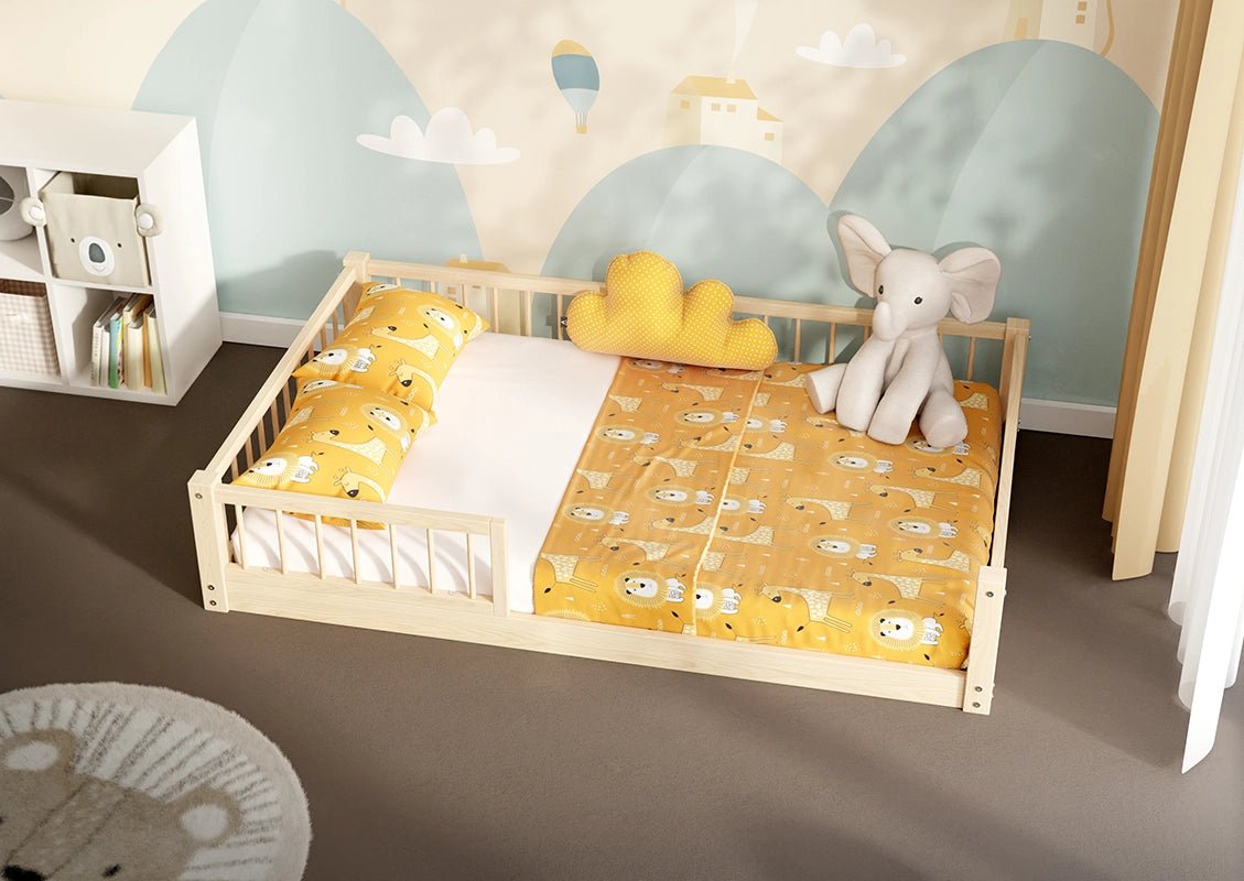 Solid wood Montessori bed for kids in modern Scandinavian bedroom style  – Standard Double - Snuglee