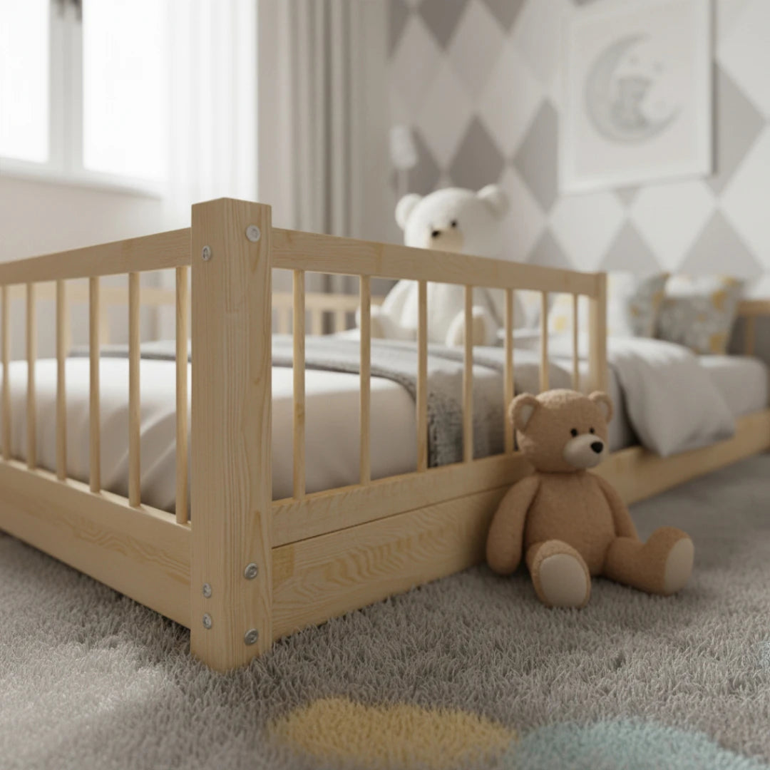 Sturdy toddler bed frame in solid pine wood with long-lasting construction